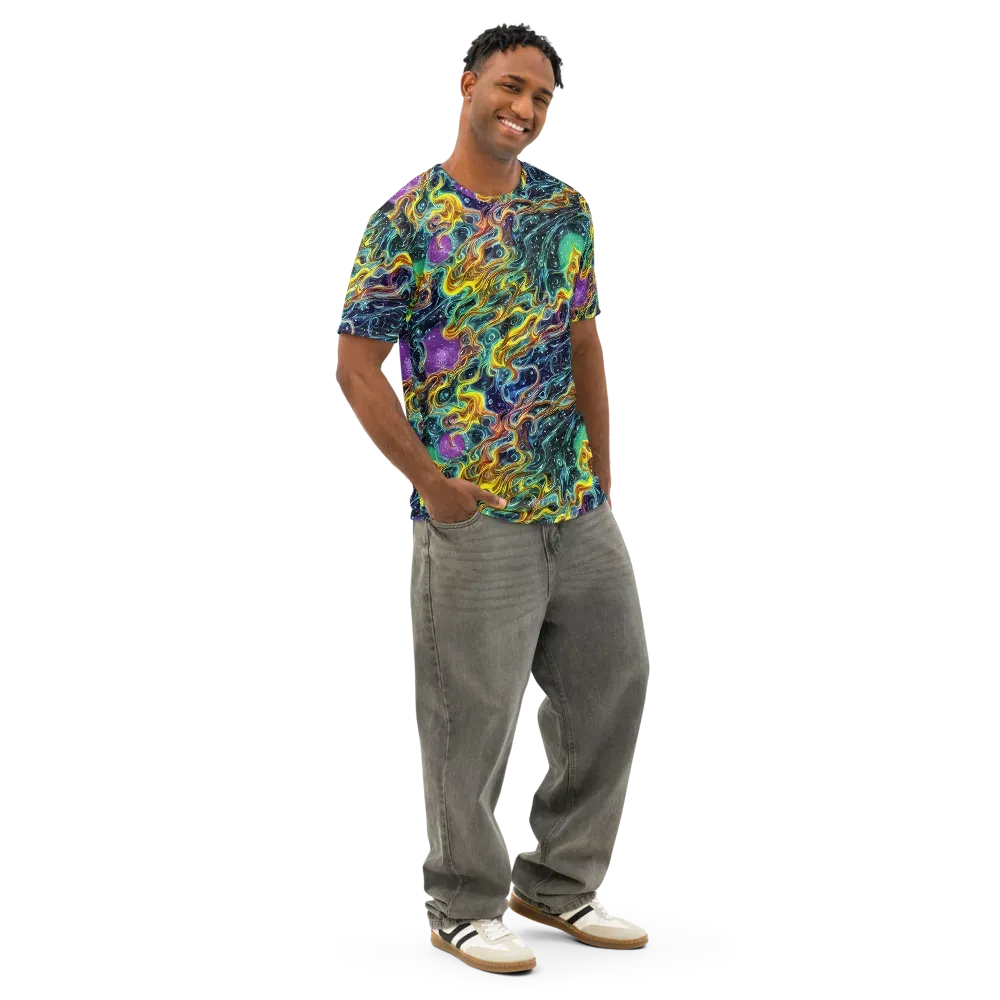 Iridescent Tempest on Men's Cotton Crew Neck T-Shirt — Right Front