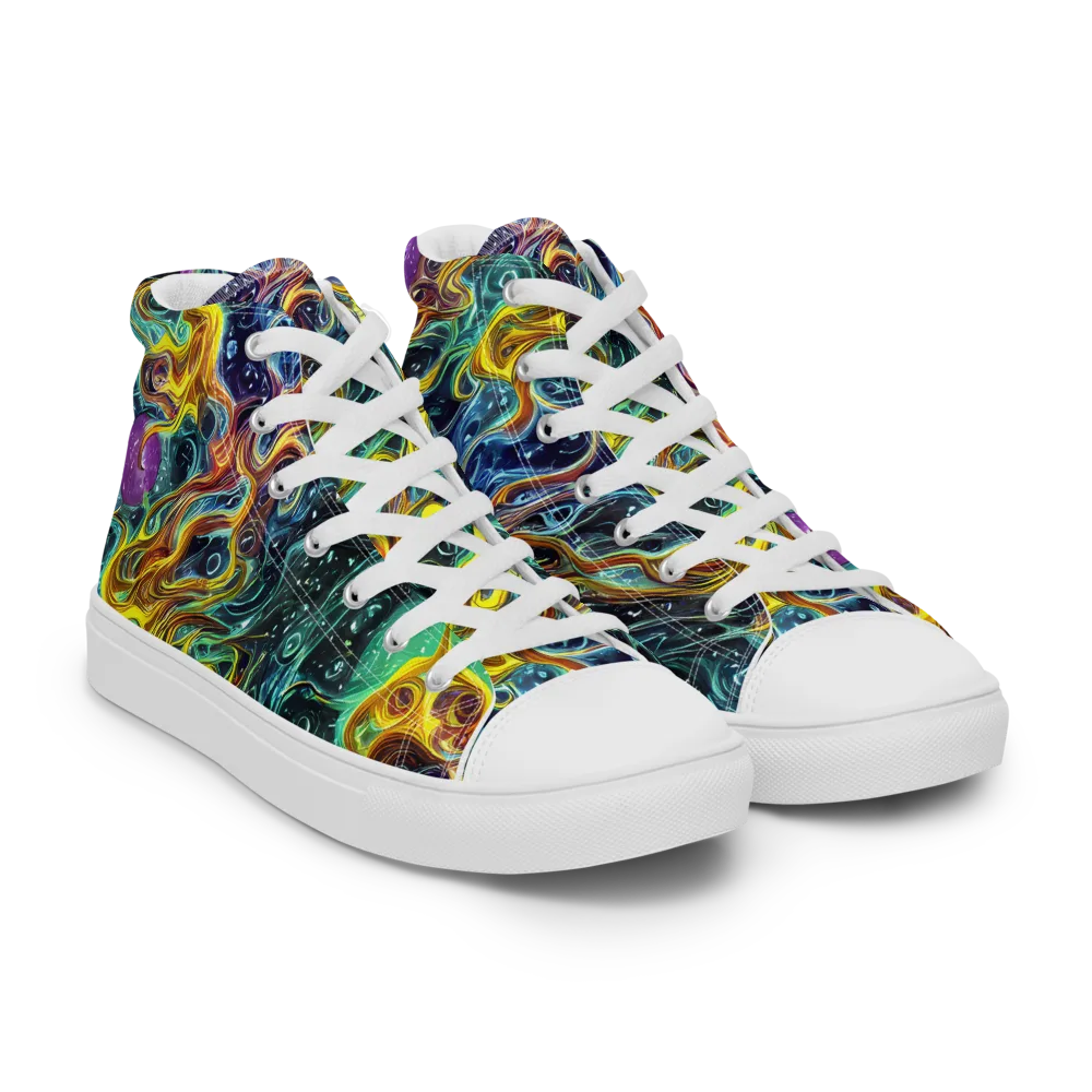 Iridescent Tempest on Men's High Top Canvas Shoes — Right Front