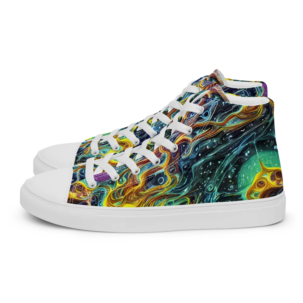Iridescent Tempest on Men's High Top Canvas Shoes — Left