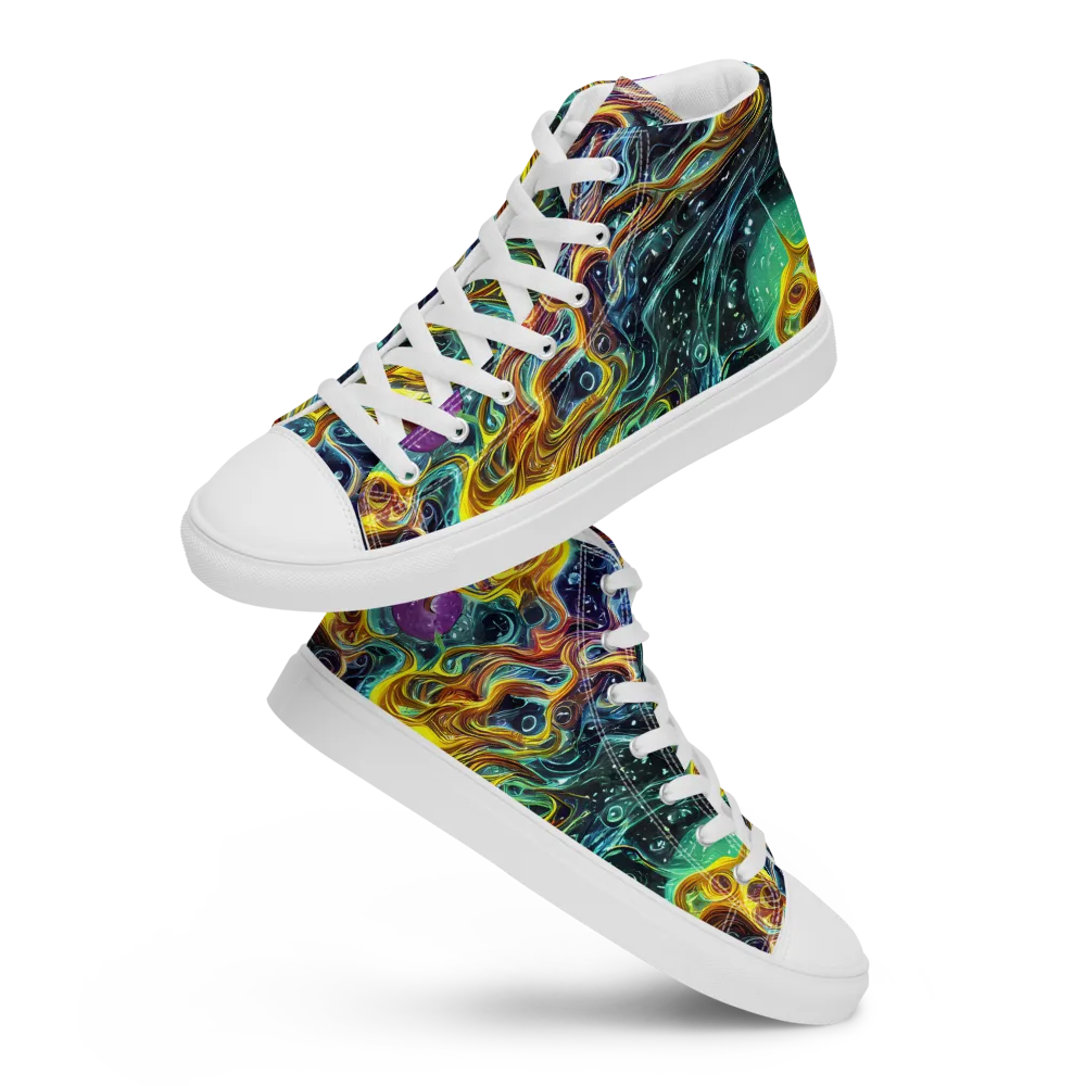 Iridescent Tempest on Men's High Top Canvas Shoes — Front