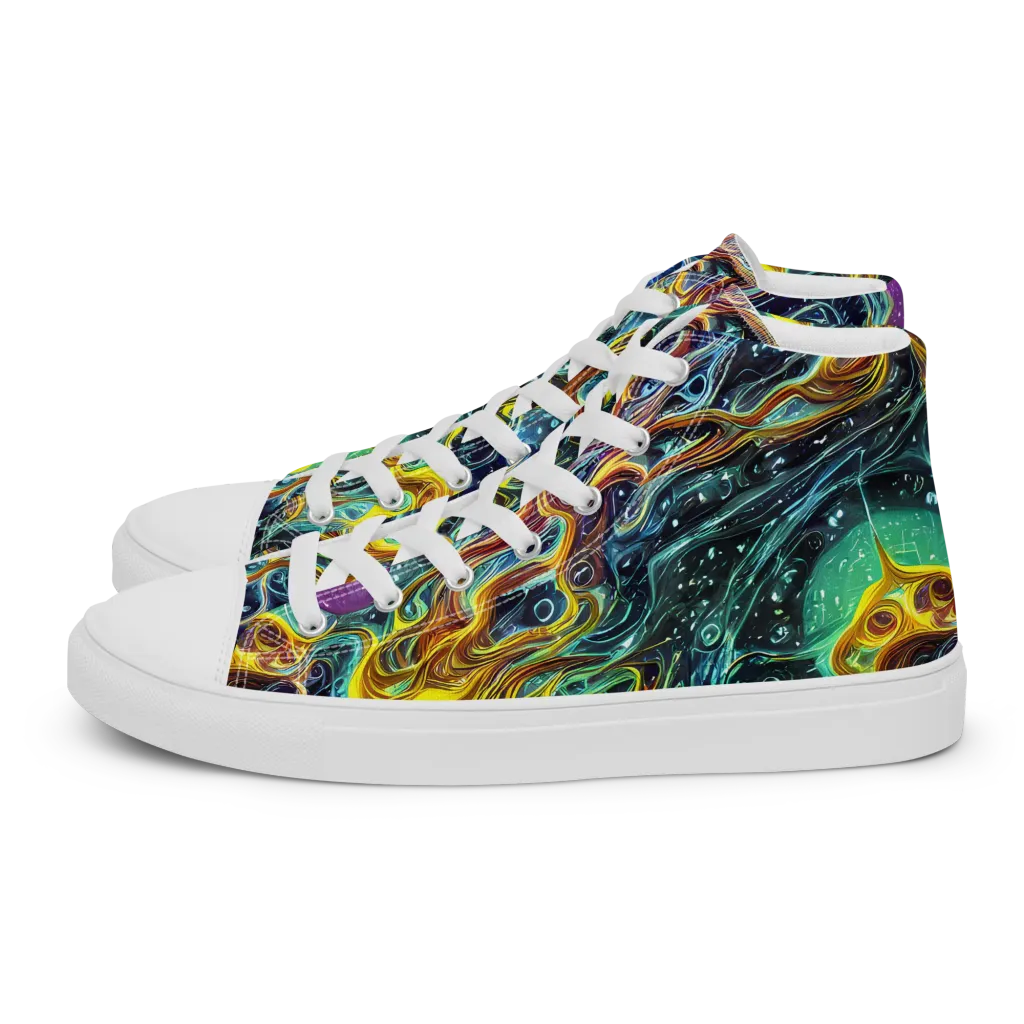 Iridescent Tempest on Women's High Top Canvas Shoes — Left