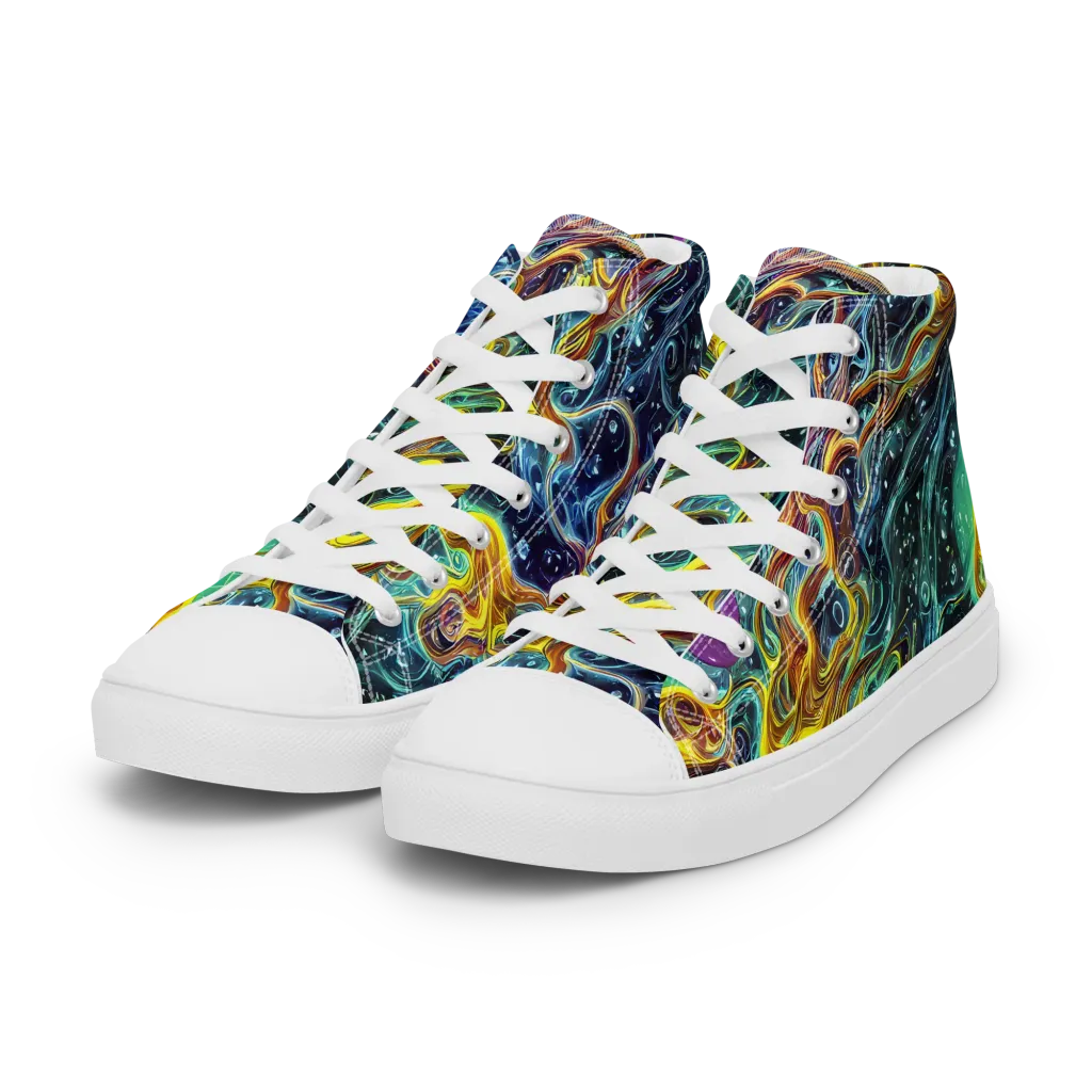 Iridescent Tempest on Women's High Top Canvas Shoes — Left Front