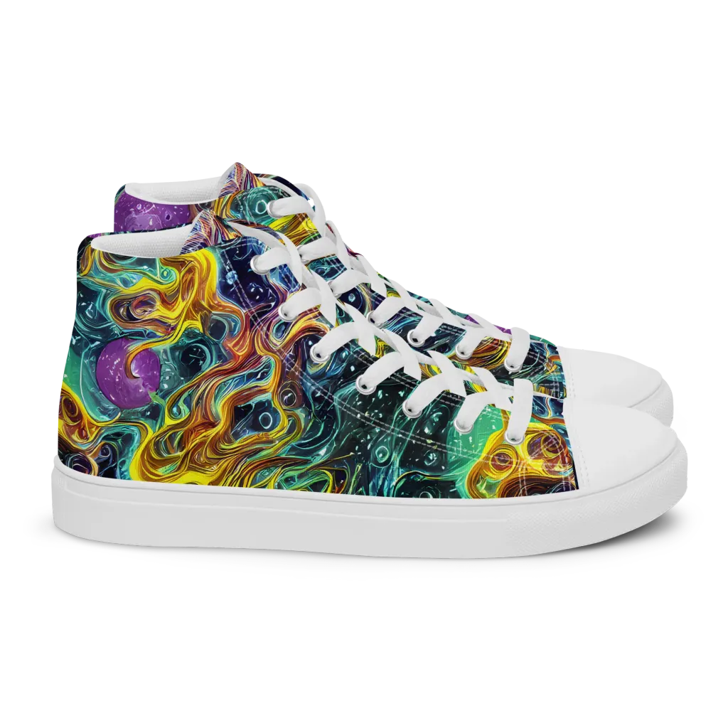 Iridescent Tempest on Women's High Top Canvas Shoes — Right