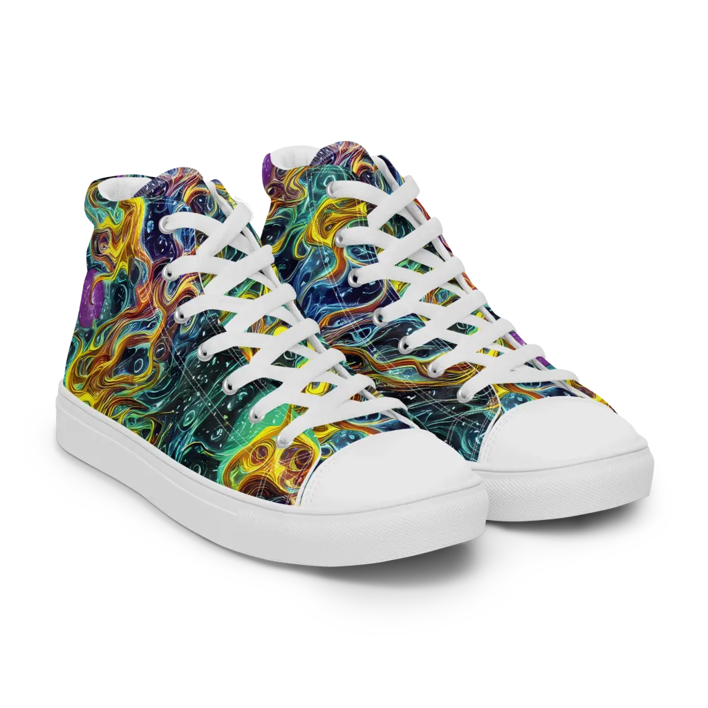 Iridescent Tempest on Women's High Top Canvas Shoes — Right Front