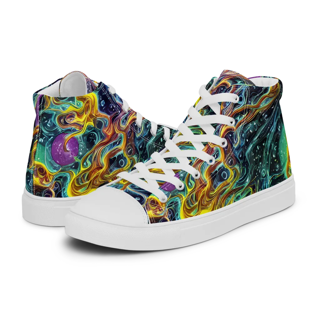 Iridescent Tempest on Women's High Top Canvas Shoes — Left
