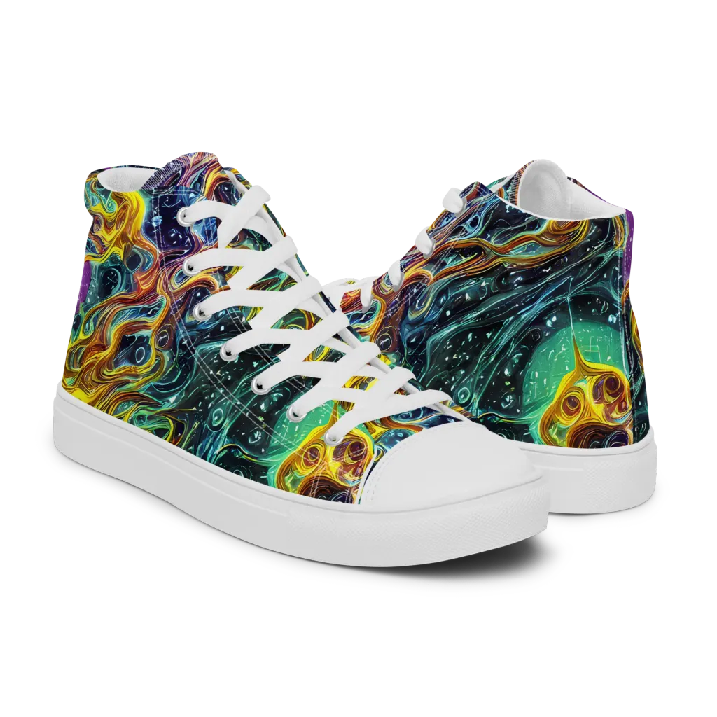 Iridescent Tempest on Women's High Top Canvas Shoes — Right