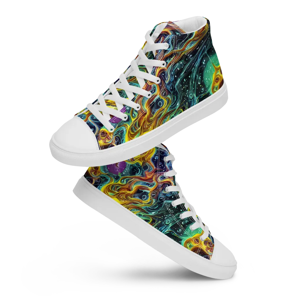 Iridescent Tempest on Women's High Top Canvas Shoes — Front