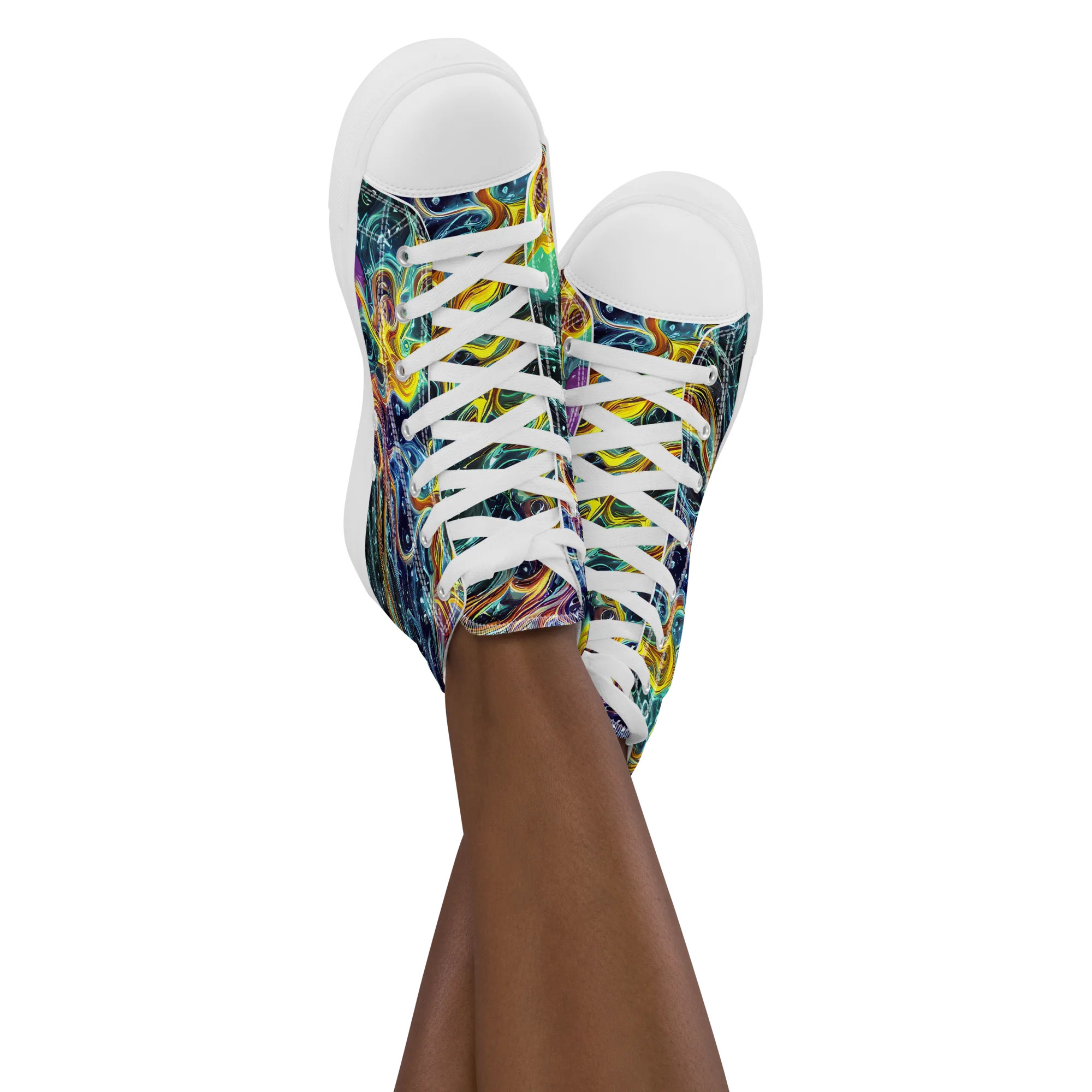 Iridescent Tempest on Women's High Top Canvas Shoes — Front