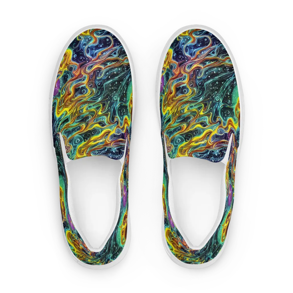 Iridescent Tempest on Men's Slip-On Canvas Shoes — Front