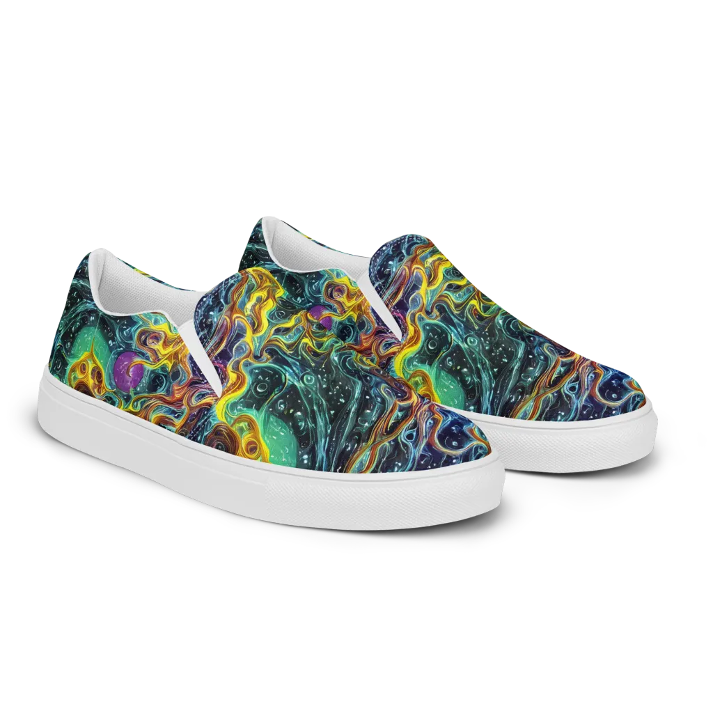 Iridescent Tempest on Men's Slip-On Canvas Shoes — Right Front