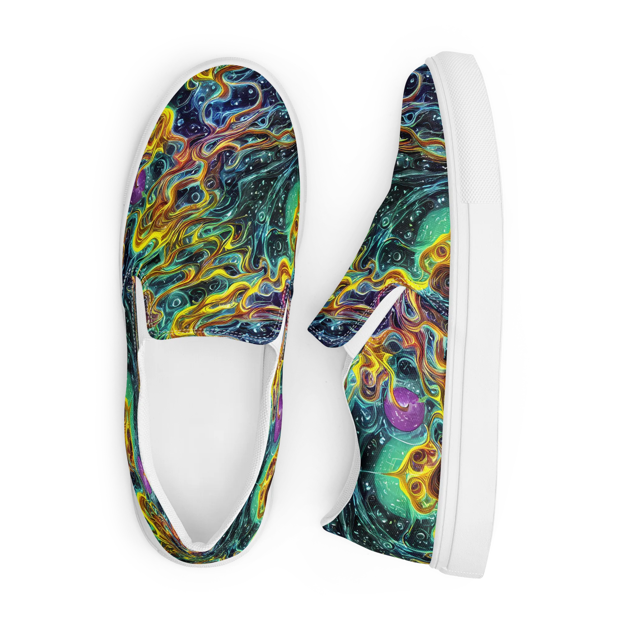 Iridescent Tempest on Men's Slip-On Canvas Shoes — Front