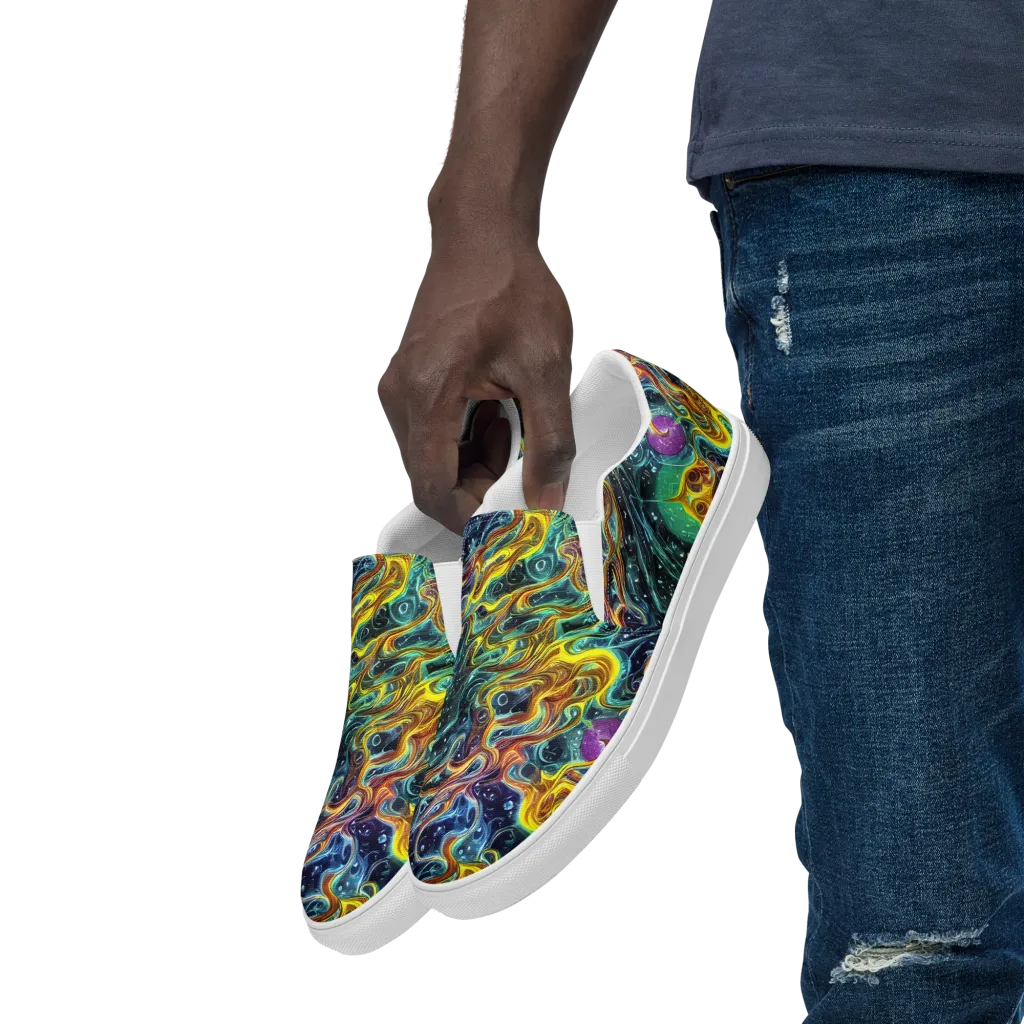 Iridescent Tempest on Men's Slip-On Canvas Shoes — Left Front