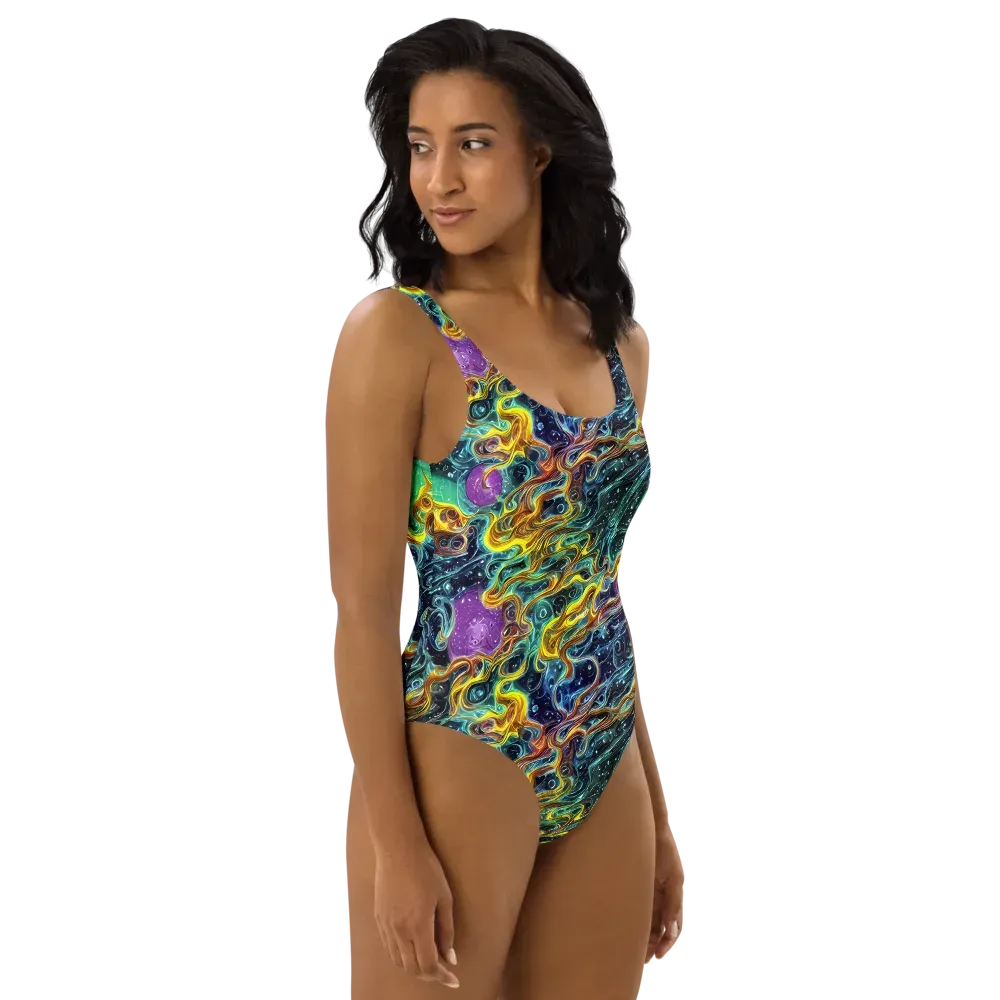 Iridescent Tempest on One-Piece Swimsuit — Right
