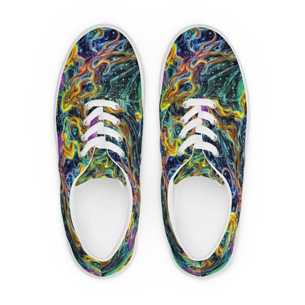 Iridescent Tempest on Men's Lace-Up Canvas Shoes — Front