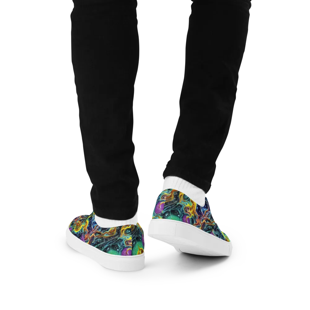 Iridescent Tempest on Men's Lace-Up Canvas Shoes — Back