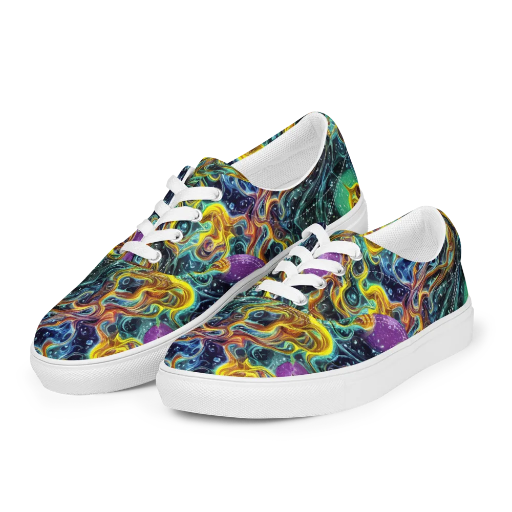 Iridescent Tempest on Men's Lace-Up Canvas Shoes — Left Front