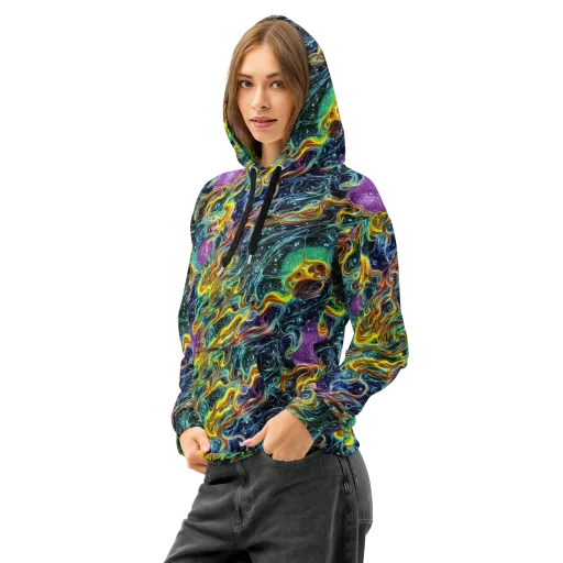 Iridescent Tempest on a Cotton Hoodie