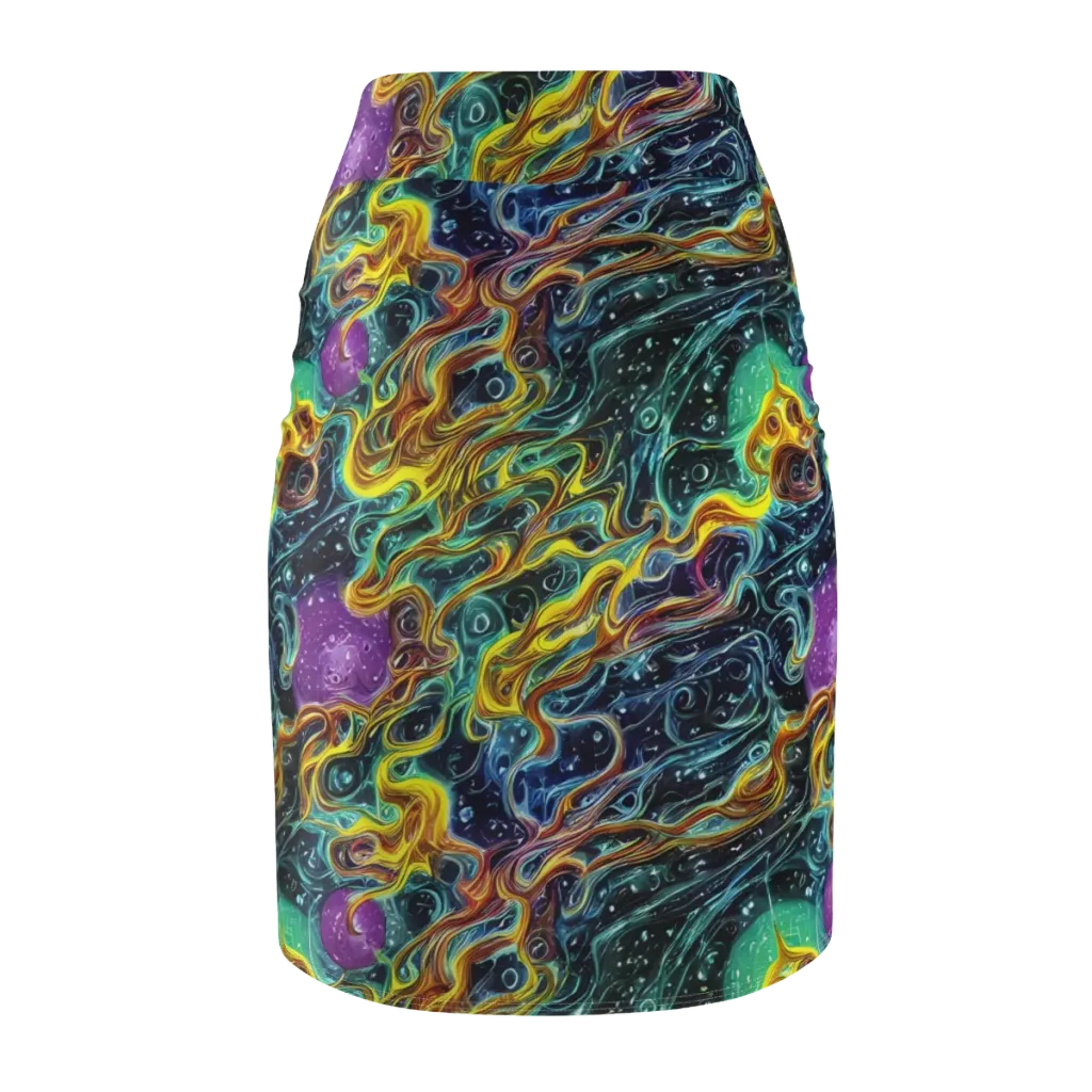 Iridescent Tempest on Pencil Skirt — Back