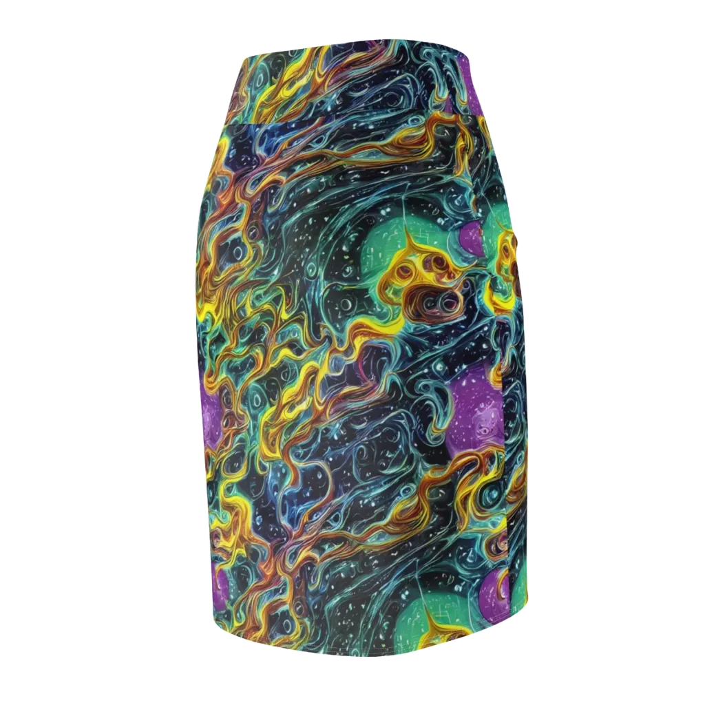 Iridescent Tempest on Pencil Skirt — Back Side