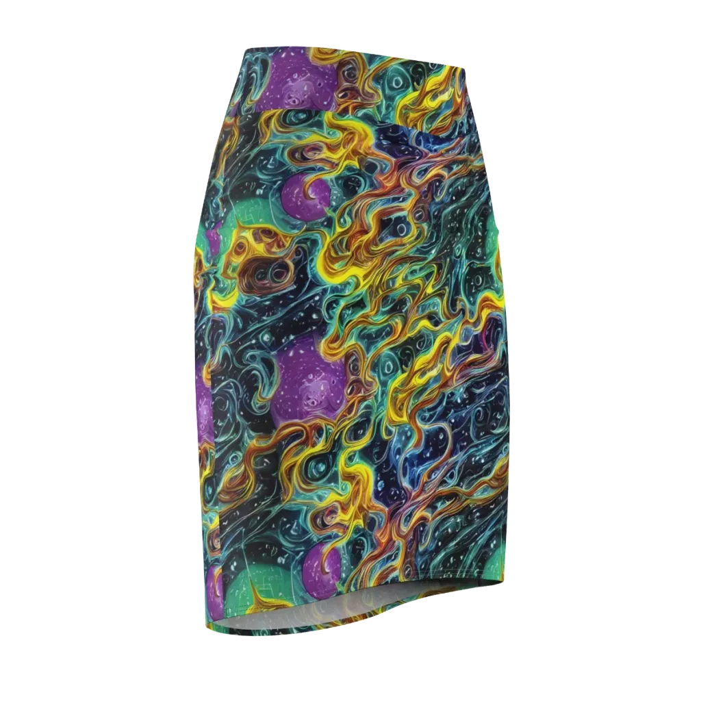 Iridescent Tempest on Pencil Skirt — Front Side