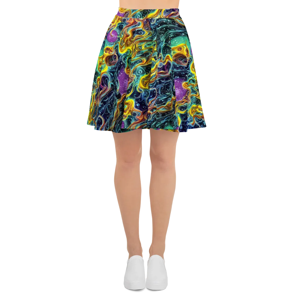 Iridescent Tempest on Skater Skirt — Front