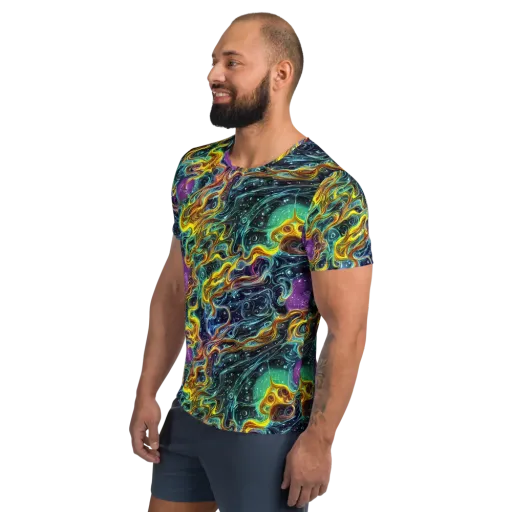 Iridescent Tempest on a Men's Athletic T-Shirt