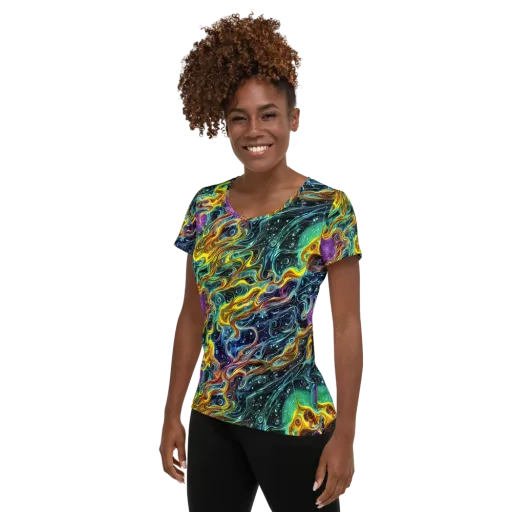 Iridescent Tempest on a Women's Athletic T-Shirt