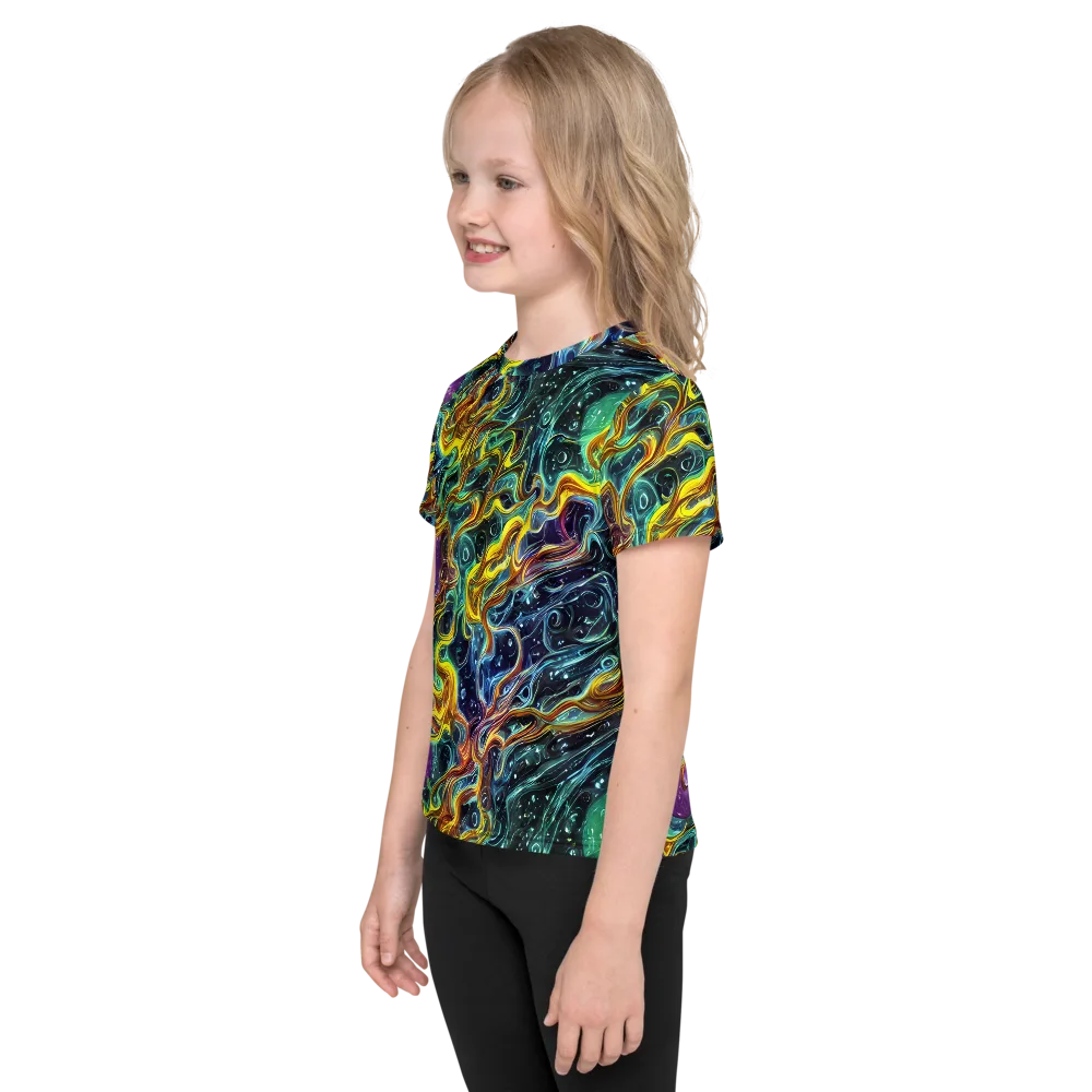 Iridescent Tempest on Kids Crew Neck T-Shirt — Left
