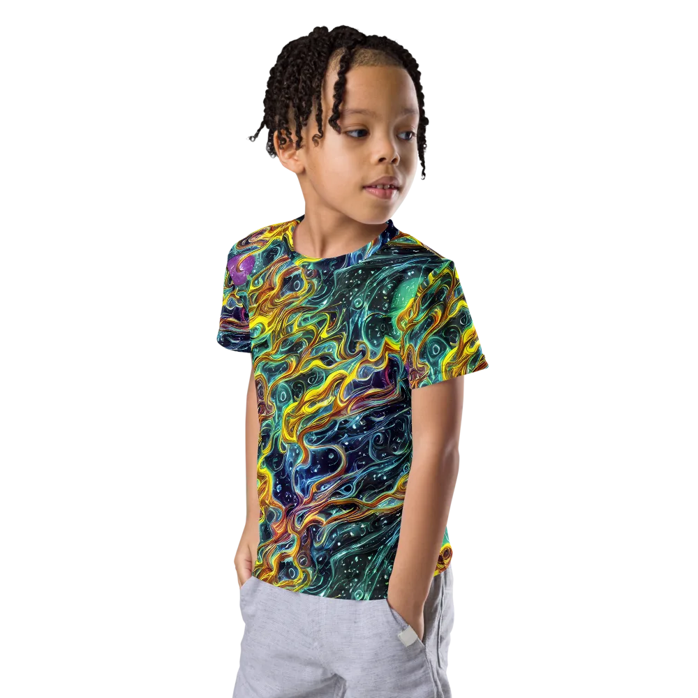 Iridescent Tempest on Kids Crew Neck T-Shirt — Left Front