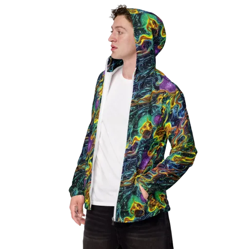 Iridescent Tempest on a Men's Windbreaker
