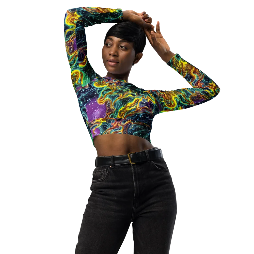Iridescent Tempest on Long Sleeve Crop Top — Front