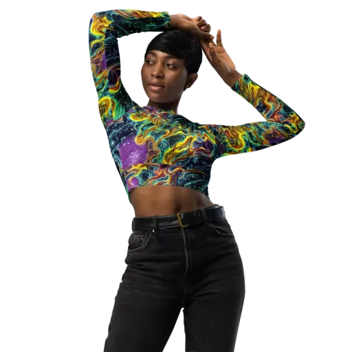 Iridescent Tempest on a Long Sleeve Crop Top