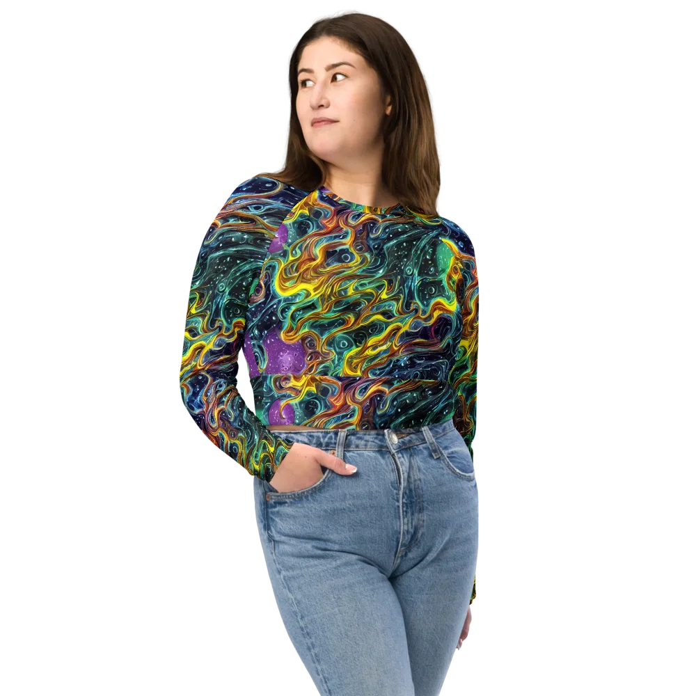 Iridescent Tempest on Long Sleeve Crop Top — Front