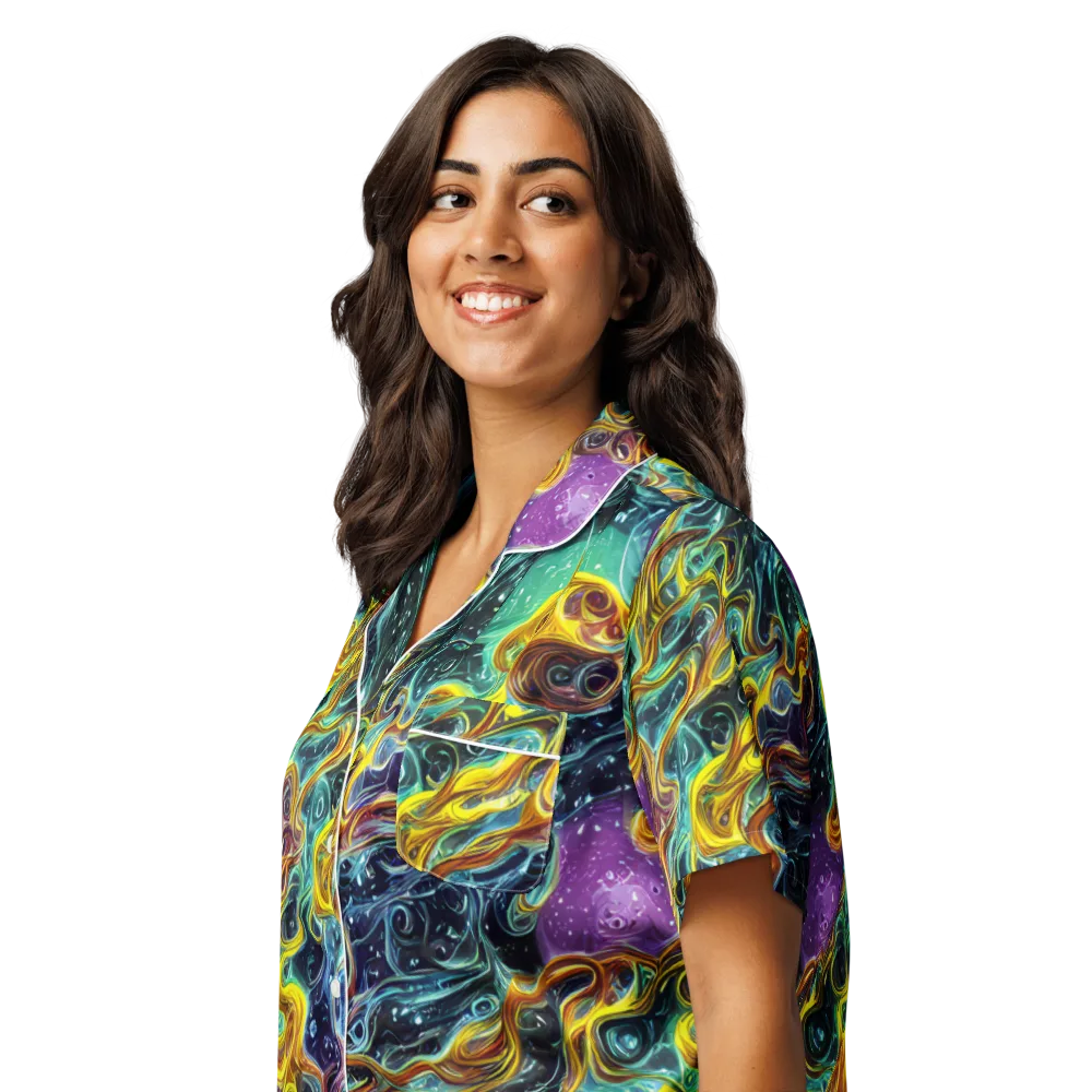 Iridescent Tempest on Women's Short Sleeve Pajama Top — Left Front