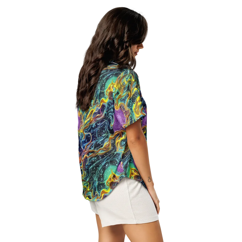 Iridescent Tempest on Women's Short Sleeve Pajama Top — Right Back