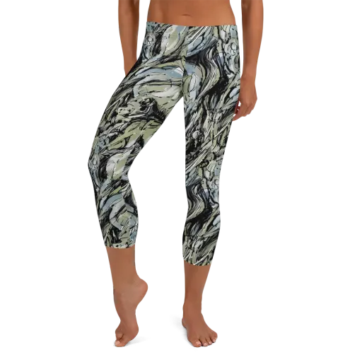 Marble Nocturne on a Capri Leggings