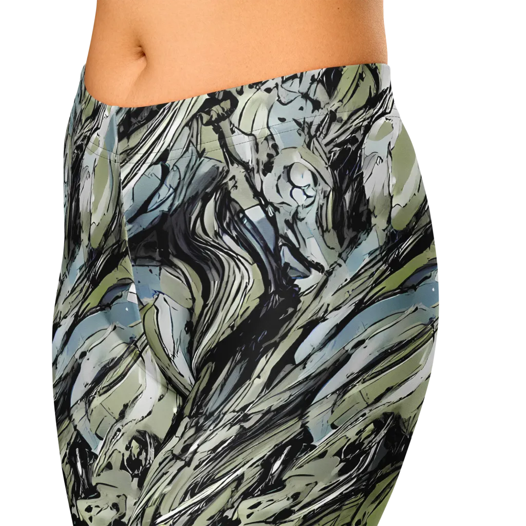 Marble Nocturne on Capri Leggings — Zoomed-in