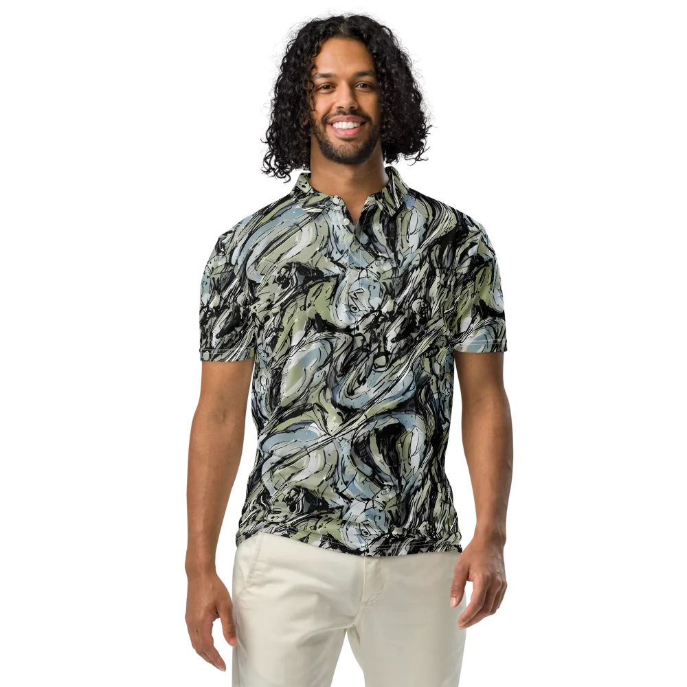 Marble Nocturne on Men's Slim Fit Polo Shirt — Front