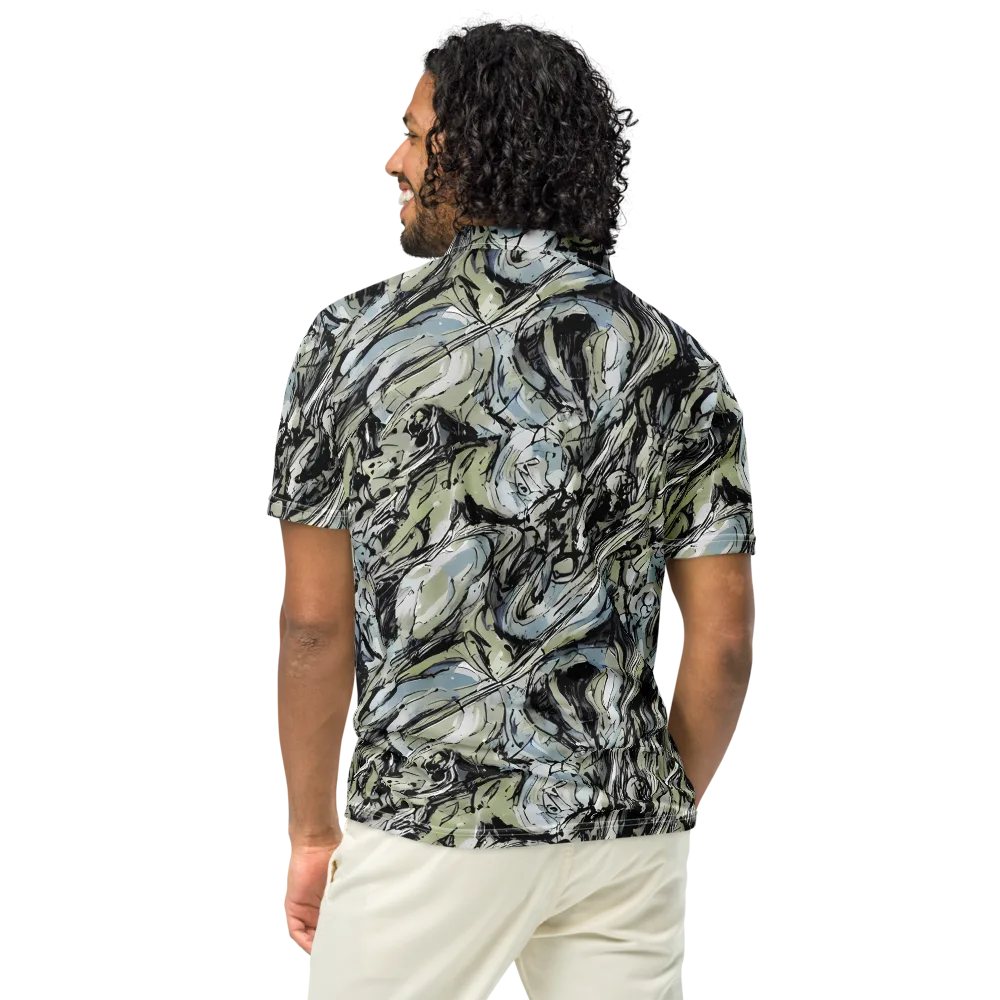 Marble Nocturne on Men's Slim Fit Polo Shirt — Back