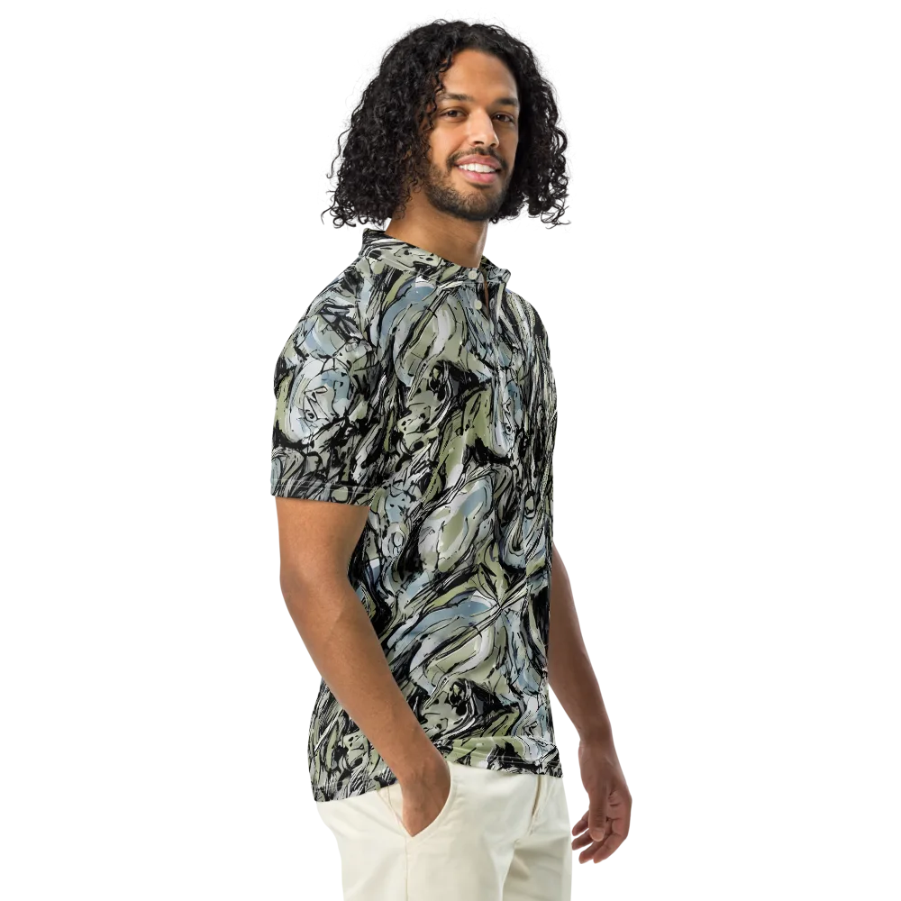 Marble Nocturne on Men's Slim Fit Polo Shirt — Right Front