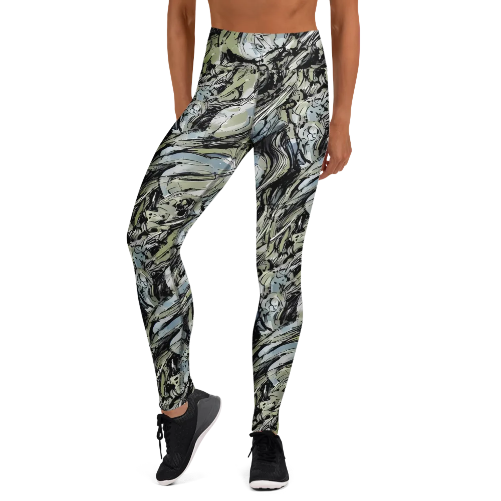 Marble Nocturne on Yoga Leggings — Front