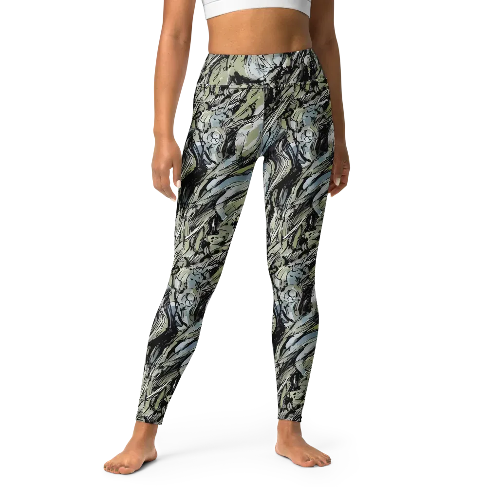 Marble Nocturne on Yoga Leggings — Front