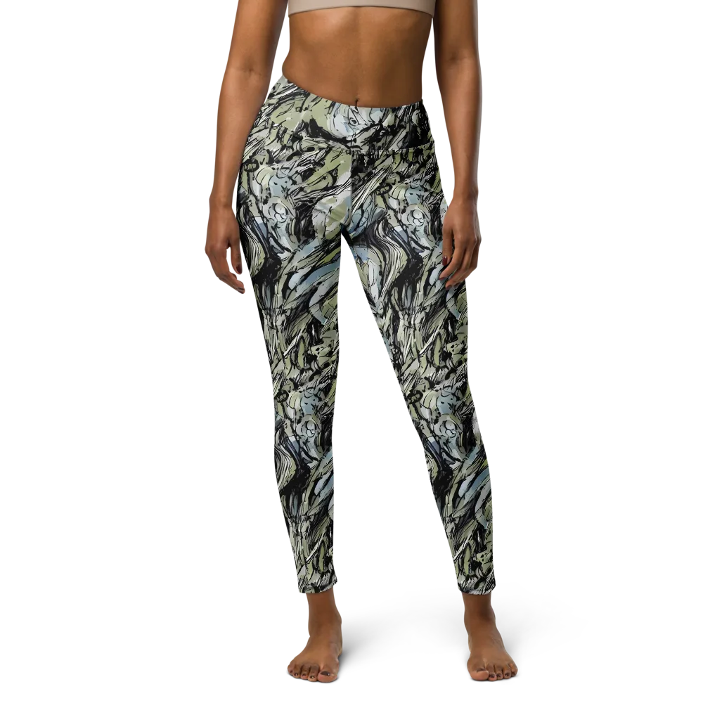 Marble Nocturne on Yoga Leggings — Front