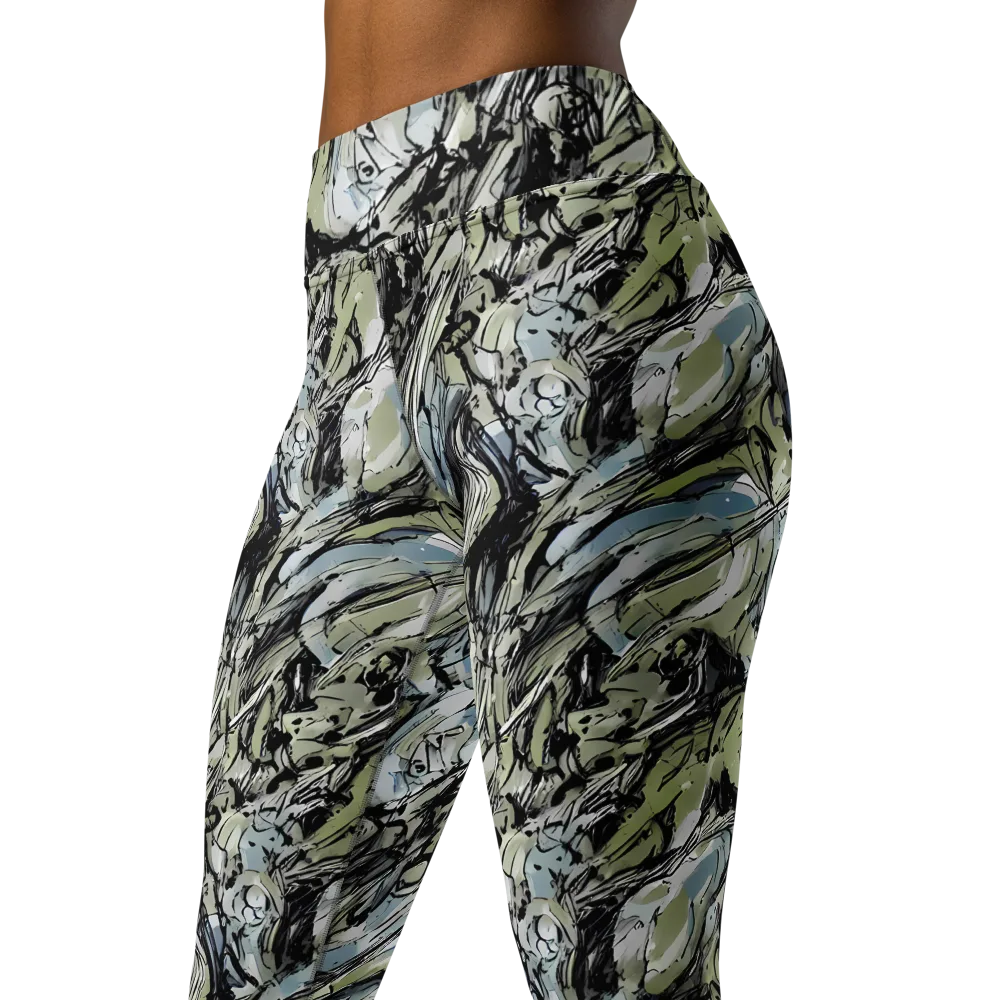 Marble Nocturne on Yoga Leggings — Left Front
