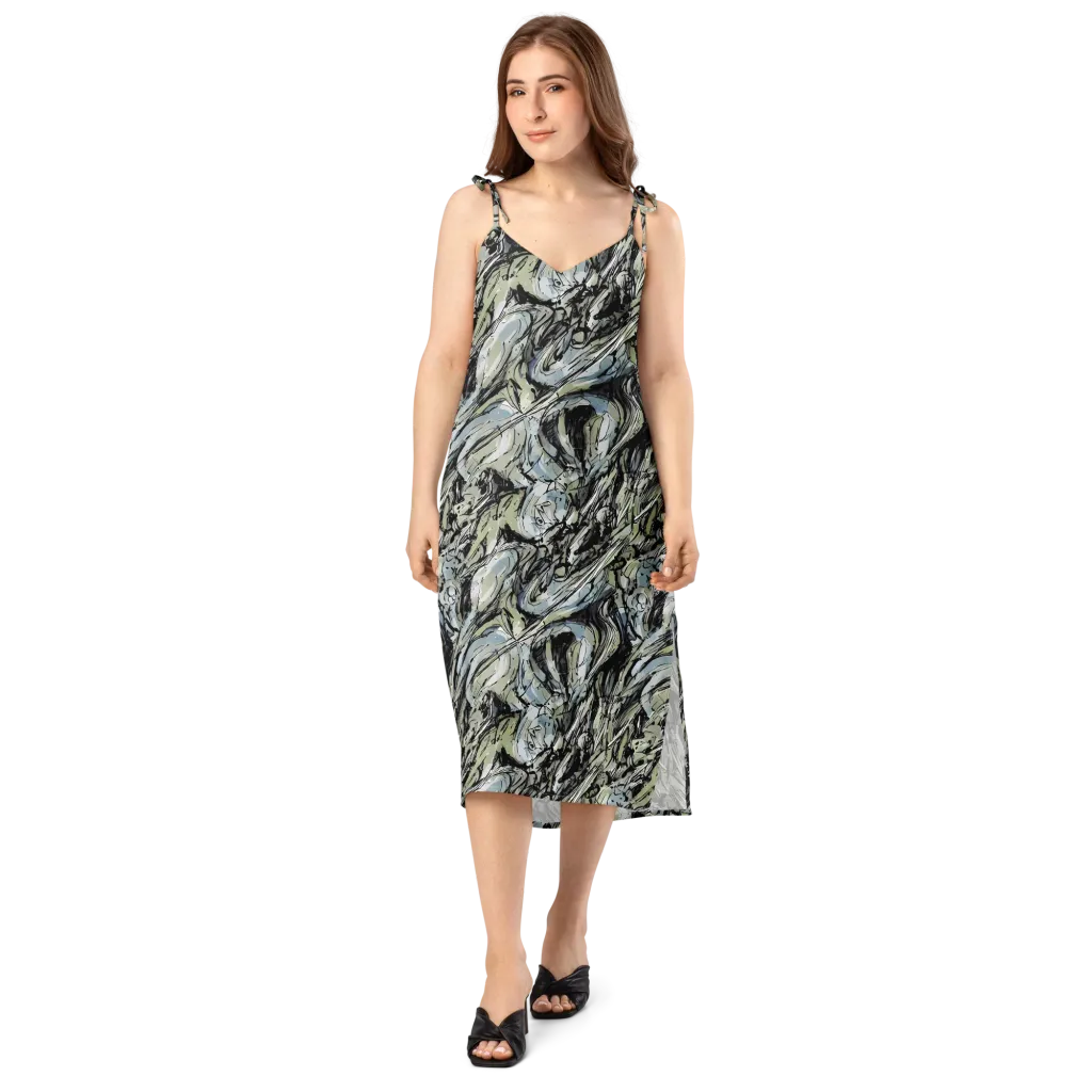 Marble Nocturne on Slip Dress — Front
