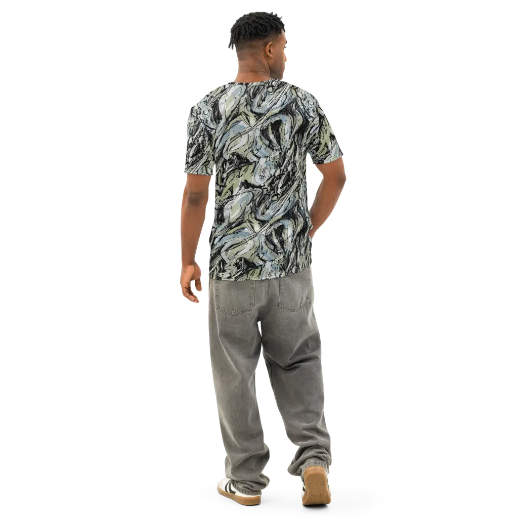 Marble Nocturne on Men's Cotton Crew Neck T-Shirt — Back