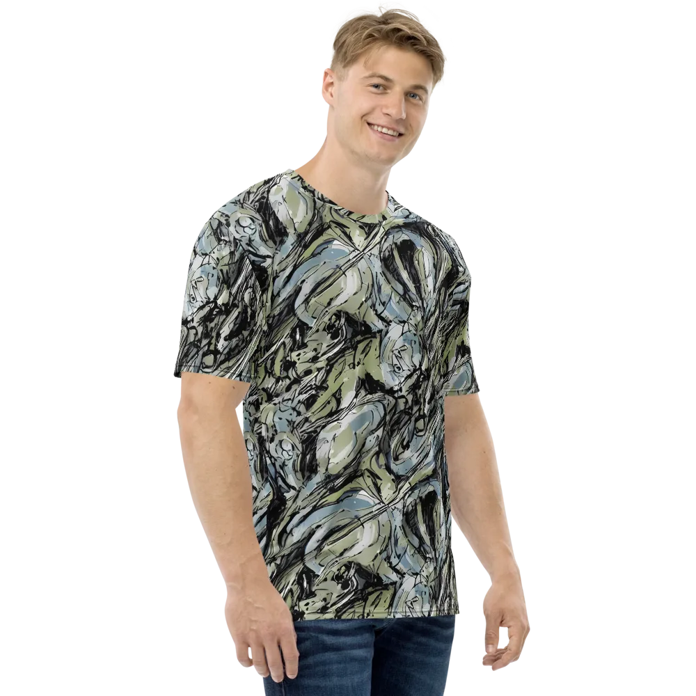 Marble Nocturne on Men's Crew Neck T-Shirt — Right