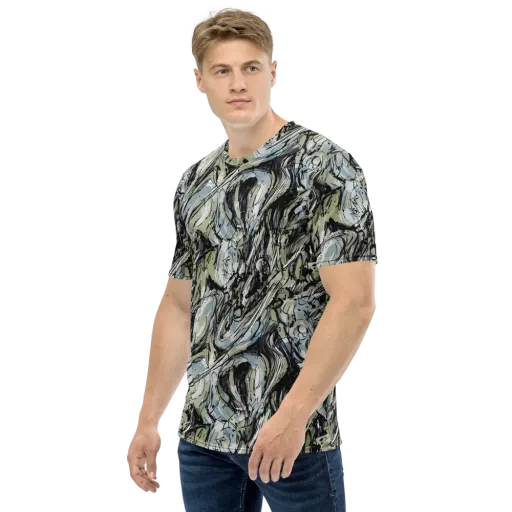 Marble Nocturne on a Men's Crew Neck T-Shirt