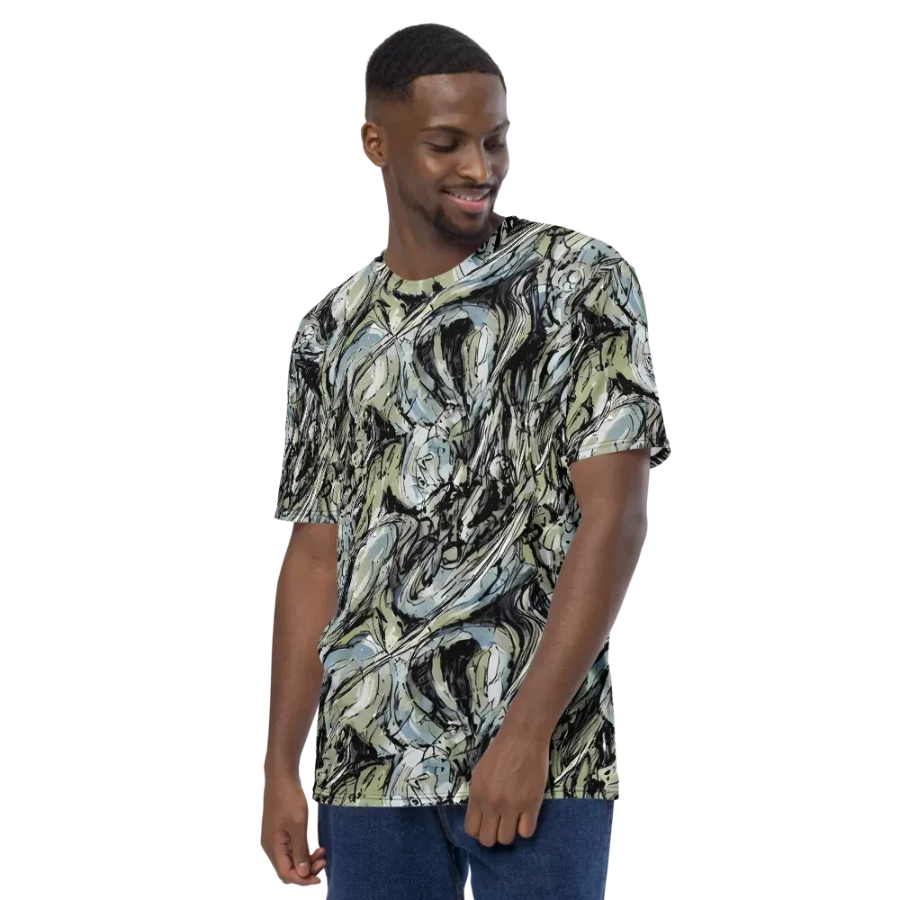 Marble Nocturne on Men's Crew Neck T-Shirt — Left