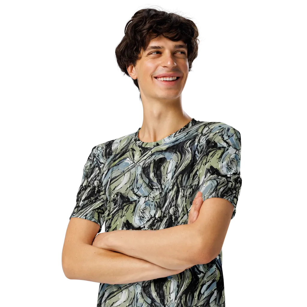 Marble Nocturne on Men's Crew Neck T-Shirt — Left Front